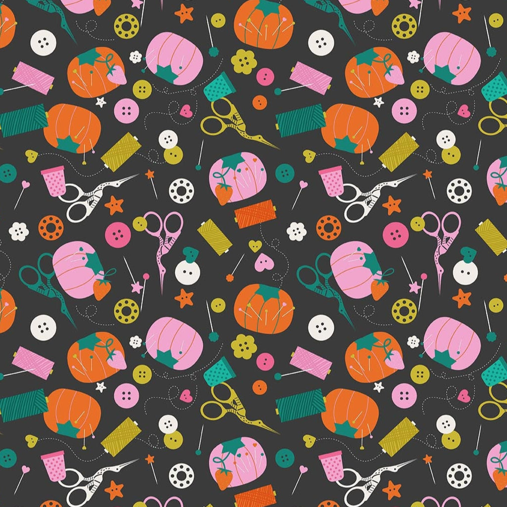 Notions in Black from Bits & Bobs.by Sarah Hearts  for FIGO fabrics