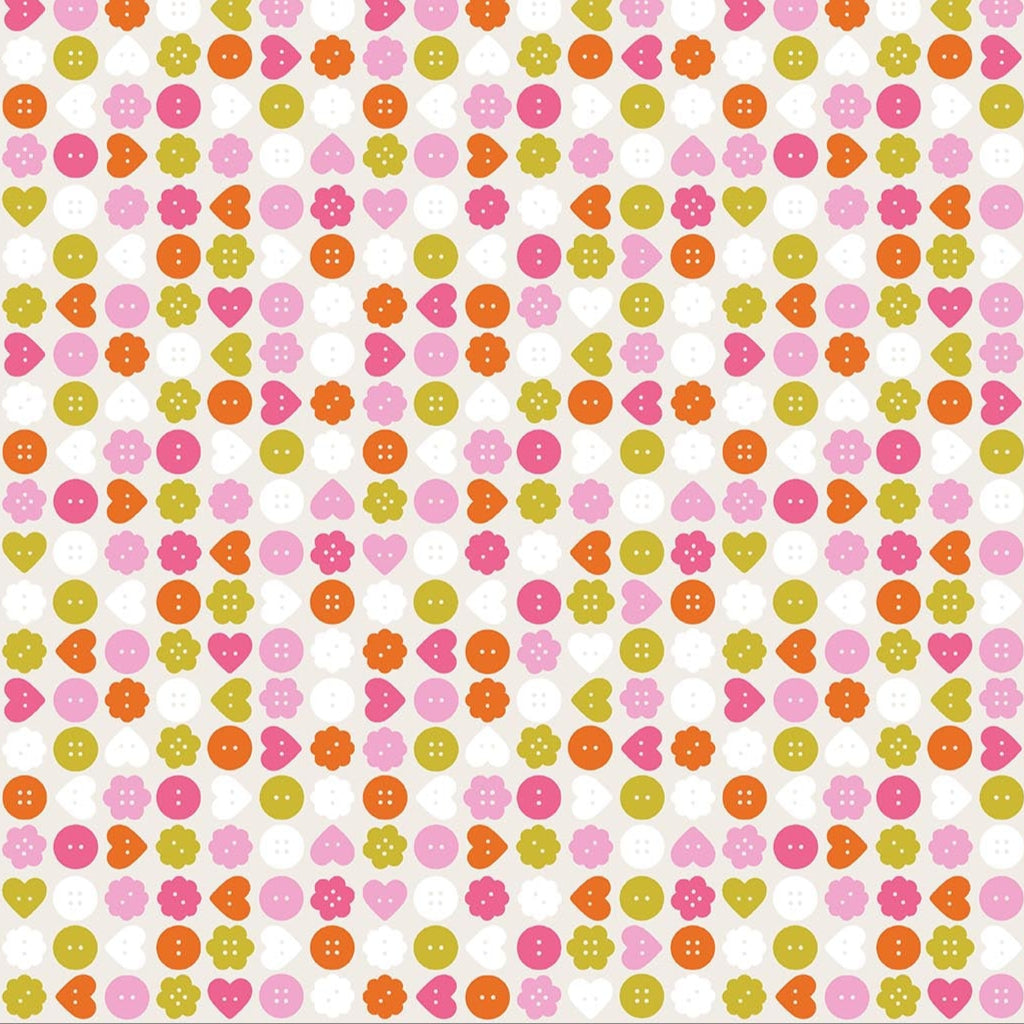Buttons in Cream from Bits & Bobs.by Sarah Hearts for FIGO fabrics, Designer Fabric