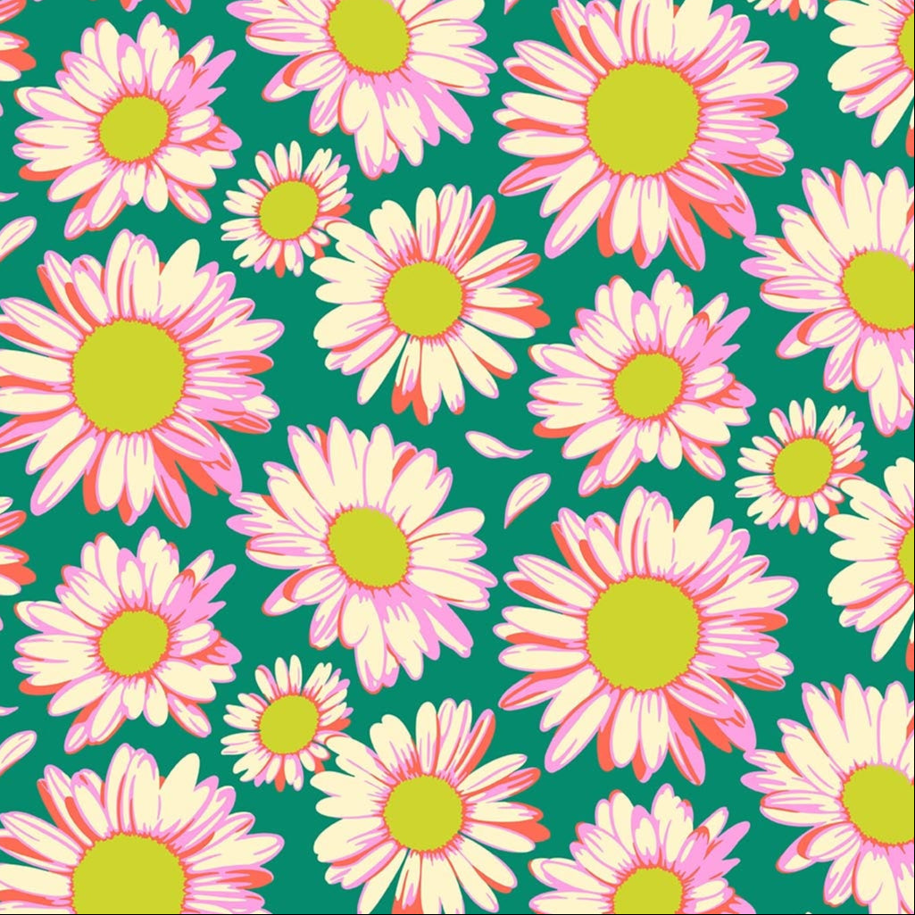 Sunshine Daisies in Emerald from Daisy Crush by Heather Bailey for FIGO Fabrics
