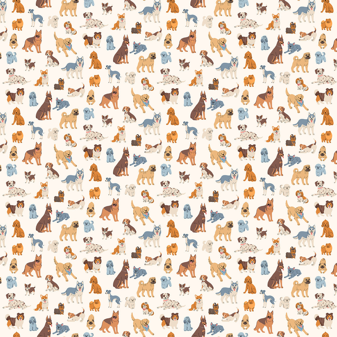 Dogs in Cream from Always By My Side by FIGO Studio, Designer Fabric