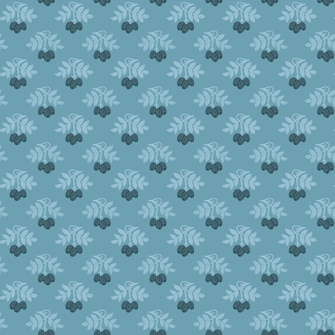 Berries in Blue from Bramble & Bloom by Katie O'Shea for FIGO, Designer Fabric