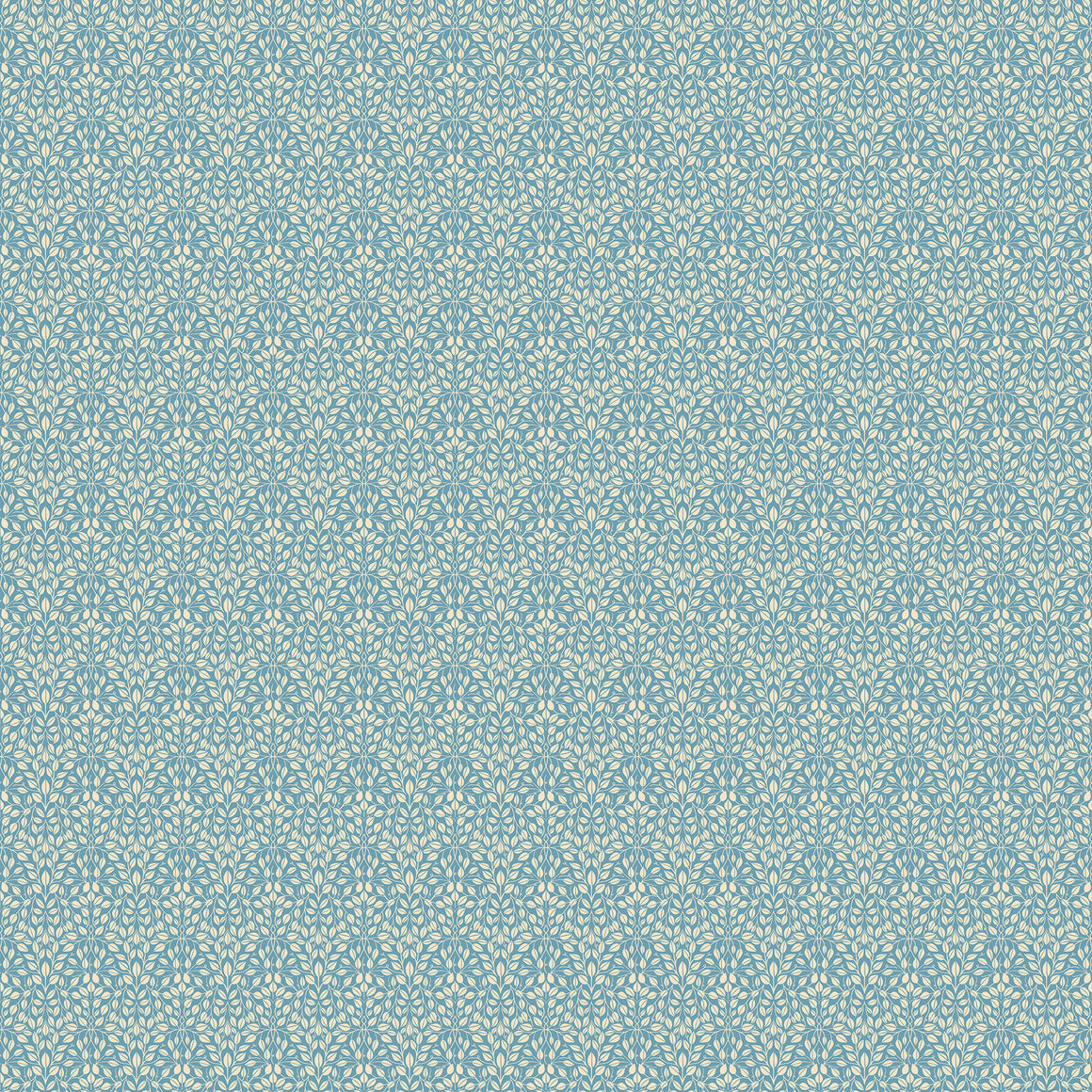 Leaves in Blue from Bramble & Bloom by Katie O'Shea for FIGO, Designer Fabric
