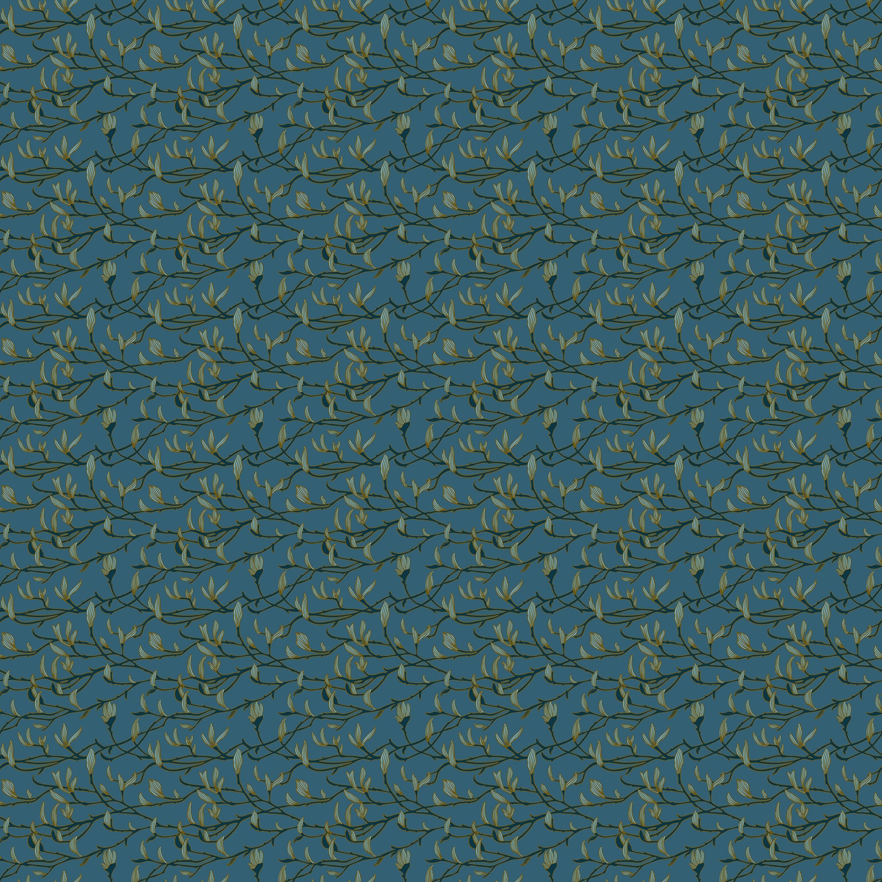 Branches in Blue from Bramble & Bloom by Katie O'Shea for FIGO, Designer Fabric