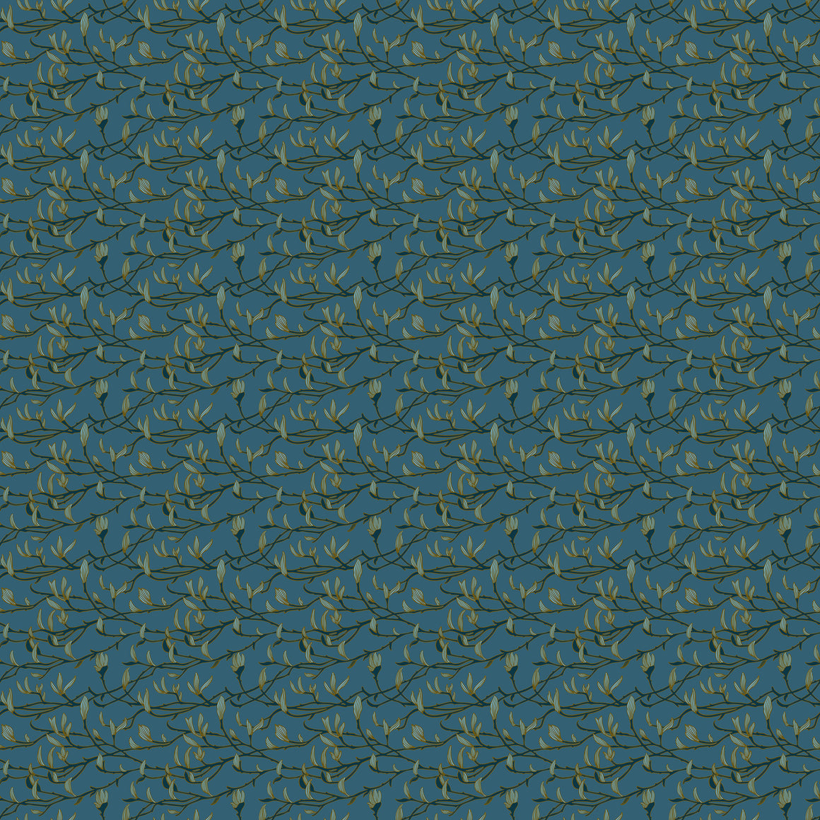 Branches in Blue from Bramble & Bloom by Katie O'Shea for FIGO, Designer Fabric