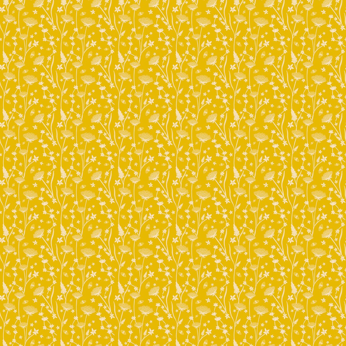 Floral in Gold from Bramble & Bloom by Katie O'Shea for FIGO, Designer Fabric