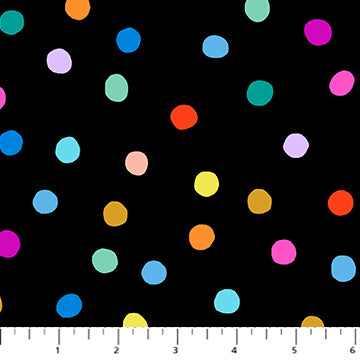 PomPoms in Black Multi for Dusk for FIGO Fabrics