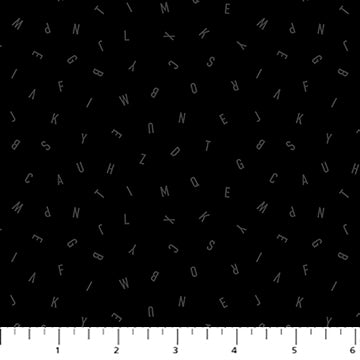 Letters in Black Gray for Dusk for FIGO Fabrics