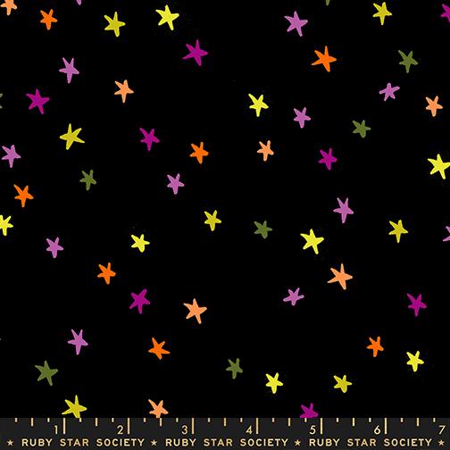 Starry in Spooky Black from Freaky Familiars by Ruby Star Society, Designer Fabric