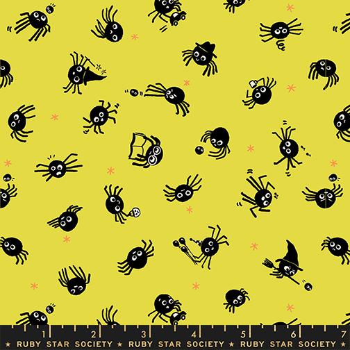 Spider Sense in Citron from Freaky Familiars by Ruby Star Society, Designer Fabric