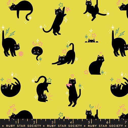 Catwalk in Citron from Freaky Familiars by Ruby Star Society, Designer Fabric
