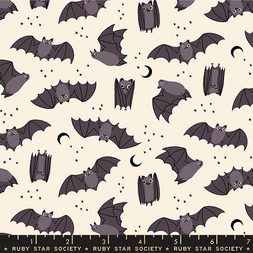 Fat Bats in Natural from Freaky Familiars by Ruby Star Society, Designer Fabric
