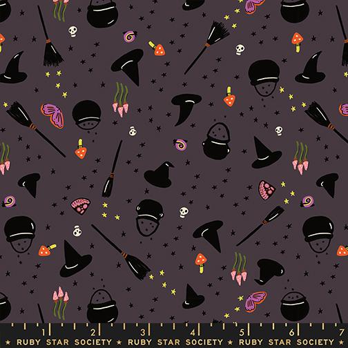 Witchy Woman in Eggplant from Freaky Familiars by Ruby Star Society, Designer Fabric