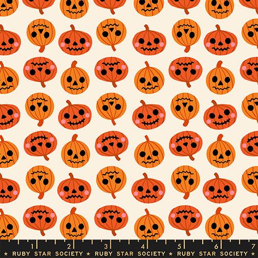 Pumpkin Party in Orange from Freaky Familiars by Ruby Star Society, Designer Fabric