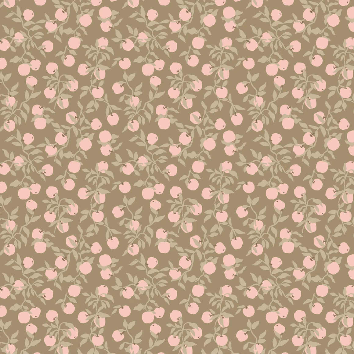 Apples in Dark Sage from Primrose & Parsley by Michal Marko for Poppie Cotton, Designer Fabric