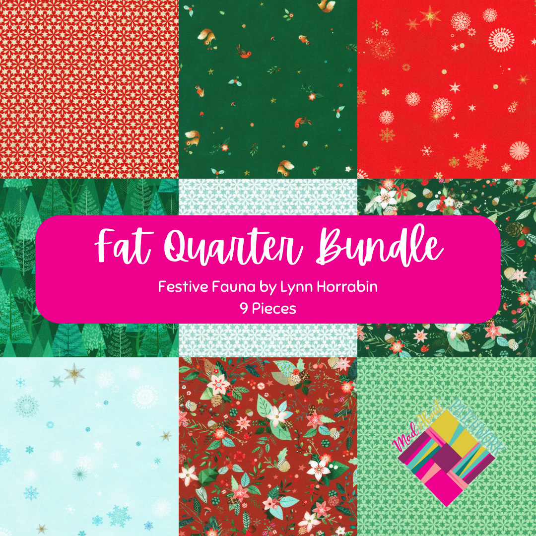Festive Fauna Fat Quarter Bundle (9FQs) by Lynn Horrabin for Robert Kaufman Fabrics