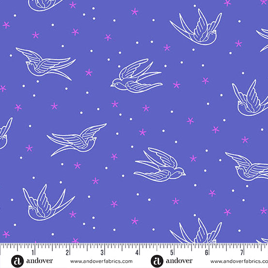 || PRE-ORDER || Swallows in Blue from Perfect Day by Libs Elliott for Andover Fabrics