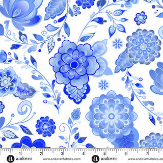 Floret in Delftware from Amsterdam by Libs Elliott for Andover Fabrics