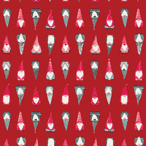 Playful Gnomes in Berry from Adventale by Katarina Roccella for Art Gallery Fabrics