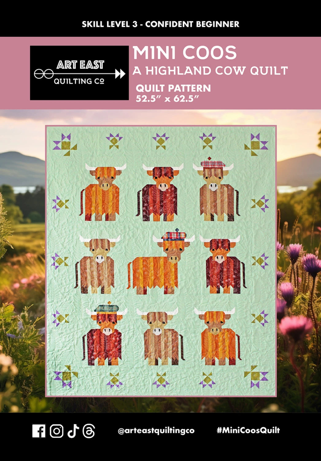 Mini Coos A Highland Cow Quilt Pattern by Art East Quilt Co