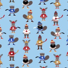 Critters playing Hockey in Blueby Annie Hanna for Robert Kaufman