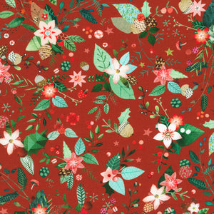 Foliage in Crimson from Festive Fauna by Lynn Horrabin for Robert Kaufman Fabrics