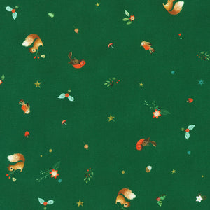 Tiny Toss in Pine from Festive Fauna by Lynn Horrabin for Robert Kaufman Fabrics