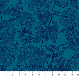 Peony in Ocean for Indelible by Anna Maria Horner for Northcott Fabrics