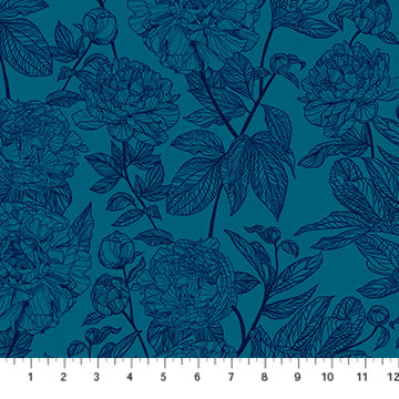 Peony in Ocean for Indelible by Anna Maria Horner for Northcott Fabrics