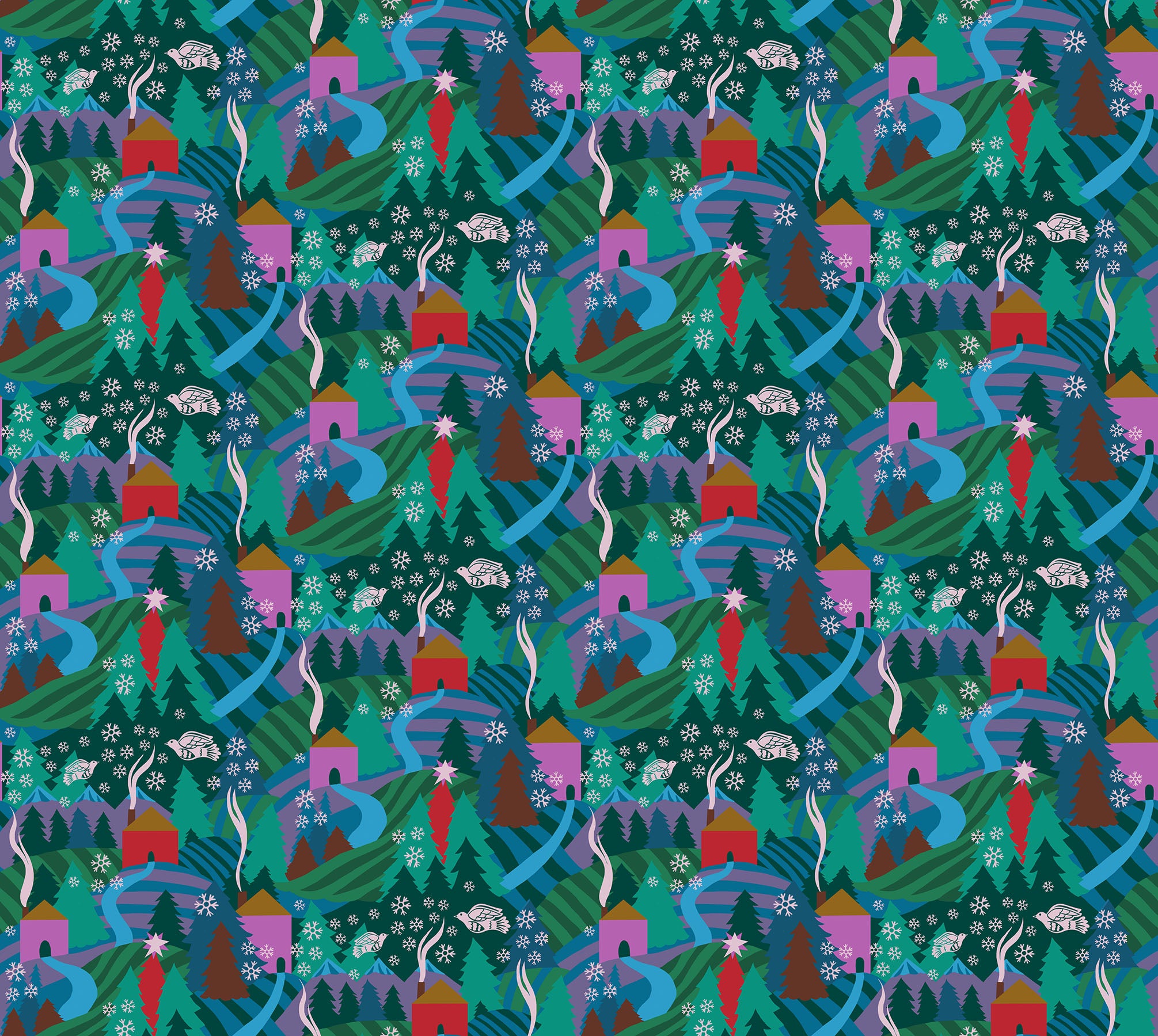 Flurry in Evening from Cozy Christmas by Anna Maria Textiles