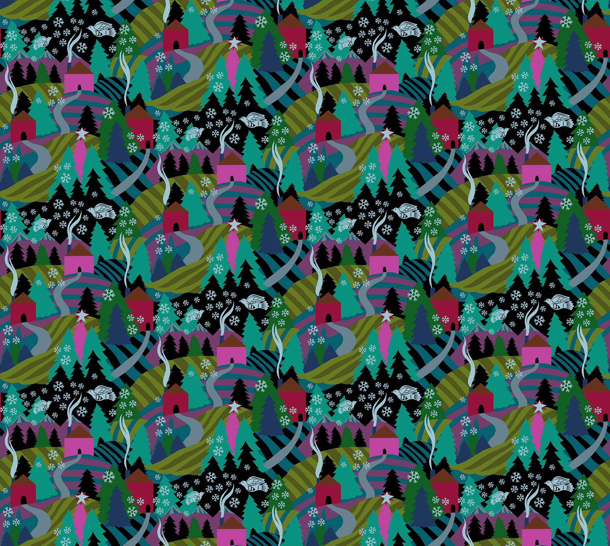 Flurry in Midnight from Cozy Christmas by Anna Maria Textiles