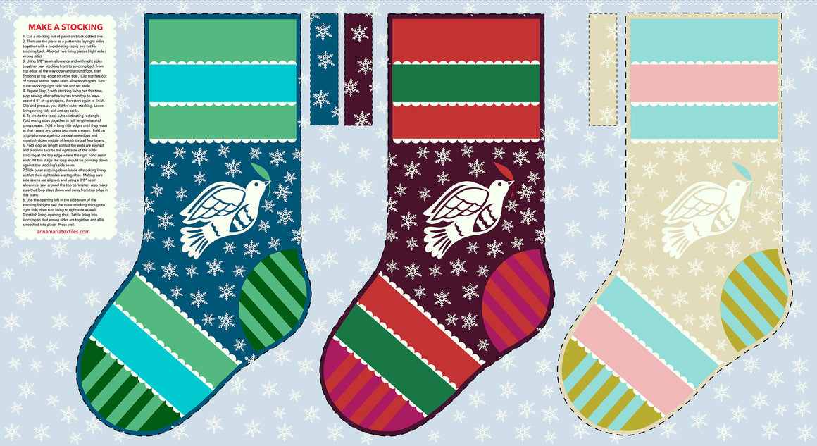 Stocking in Multi || PANEL || from Cozy Christmas by Anna Maria Textiles