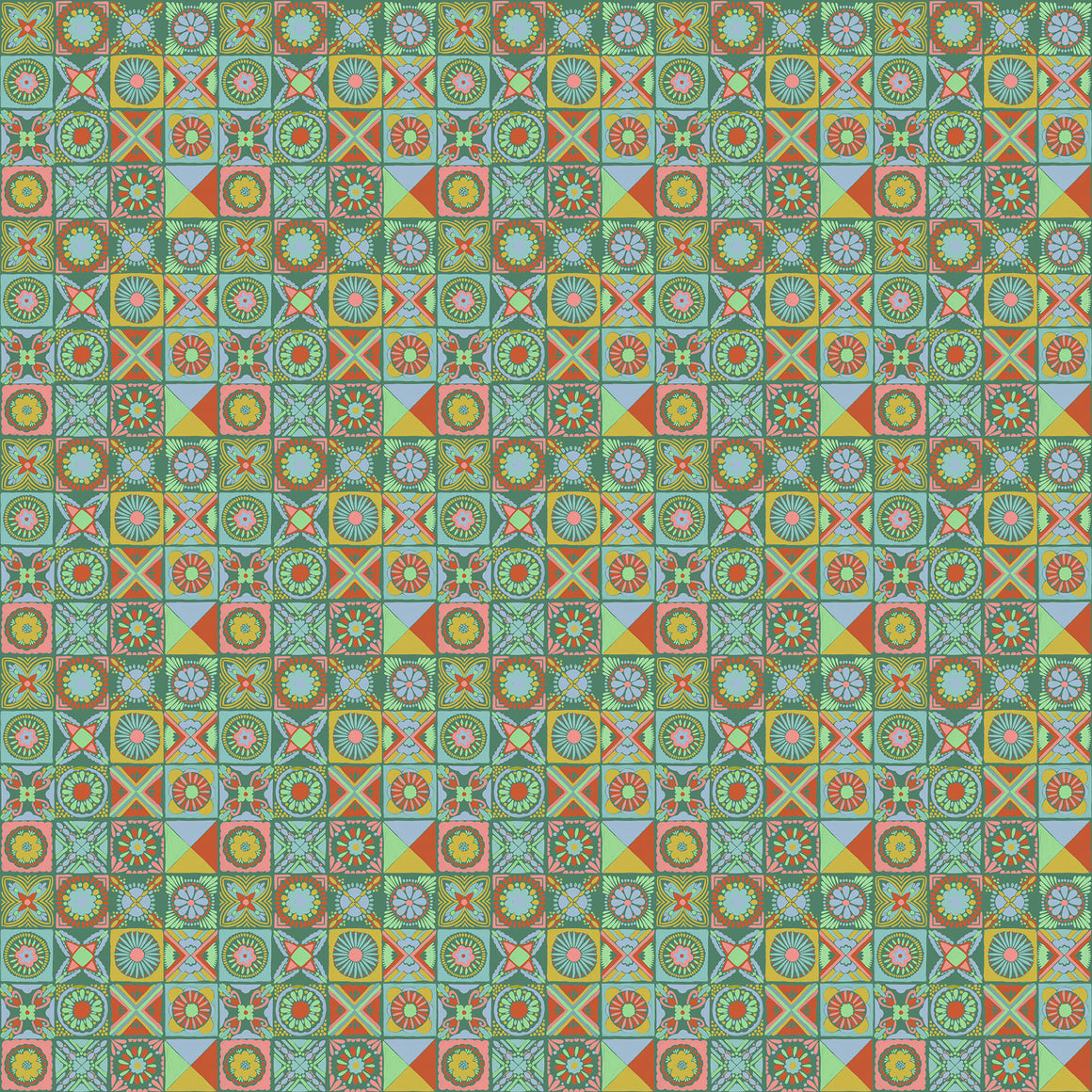 Cottage Kitchen in Jade from Rhapsody by Anna Maria Parry, Designer Fabric