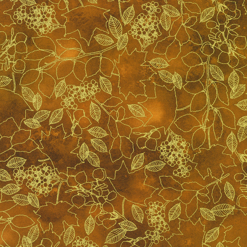 Leaf Outlines in Rust from Warm Welcome by Lynnea Washburn for Robert Kaufman Fabrics