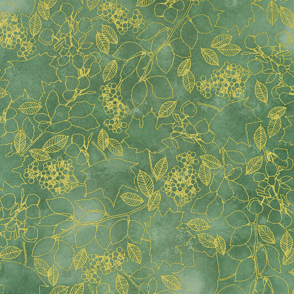 Leaf Outlines in Eucalyptus from Warm Welcome by Lynnea Washburn for Robert Kaufman Fabrics