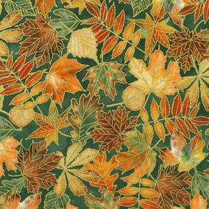 Leaves in Balsam from Warm Welcome by Lynnea Washburn for Robert Kaufman Fabrics