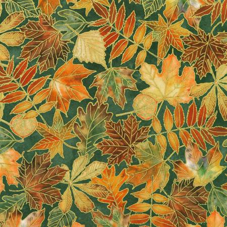 Leaves in Balsam from Warm Welcome by Lynnea Washburn for Robert Kaufman Fabrics
