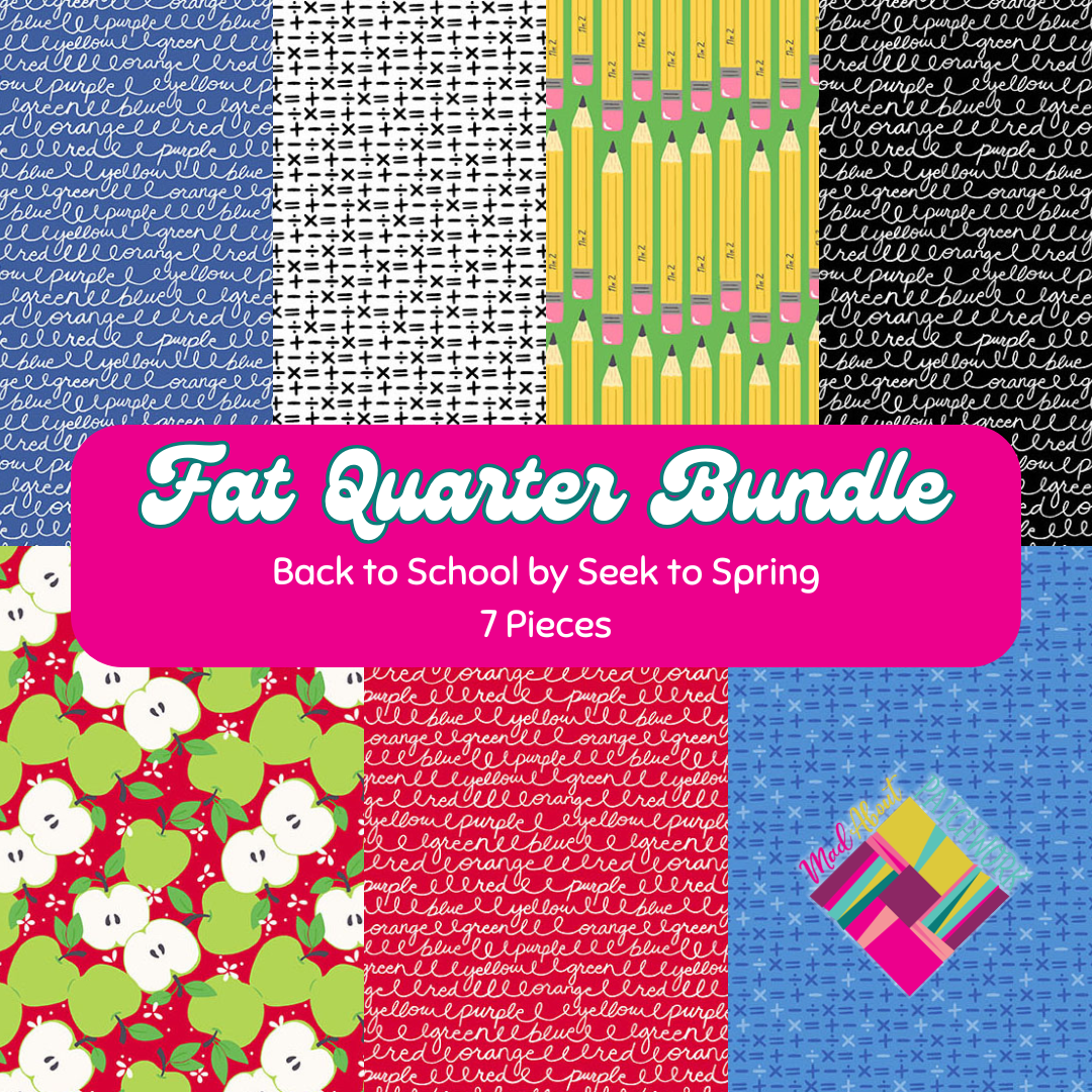 Back to School Fat Quarter Bundle (7FQs) by Andover Fabrics, Designer Bundle