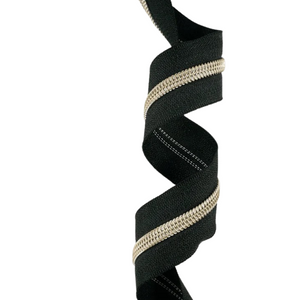 Black Tape with Antique Brass #5 Zipper