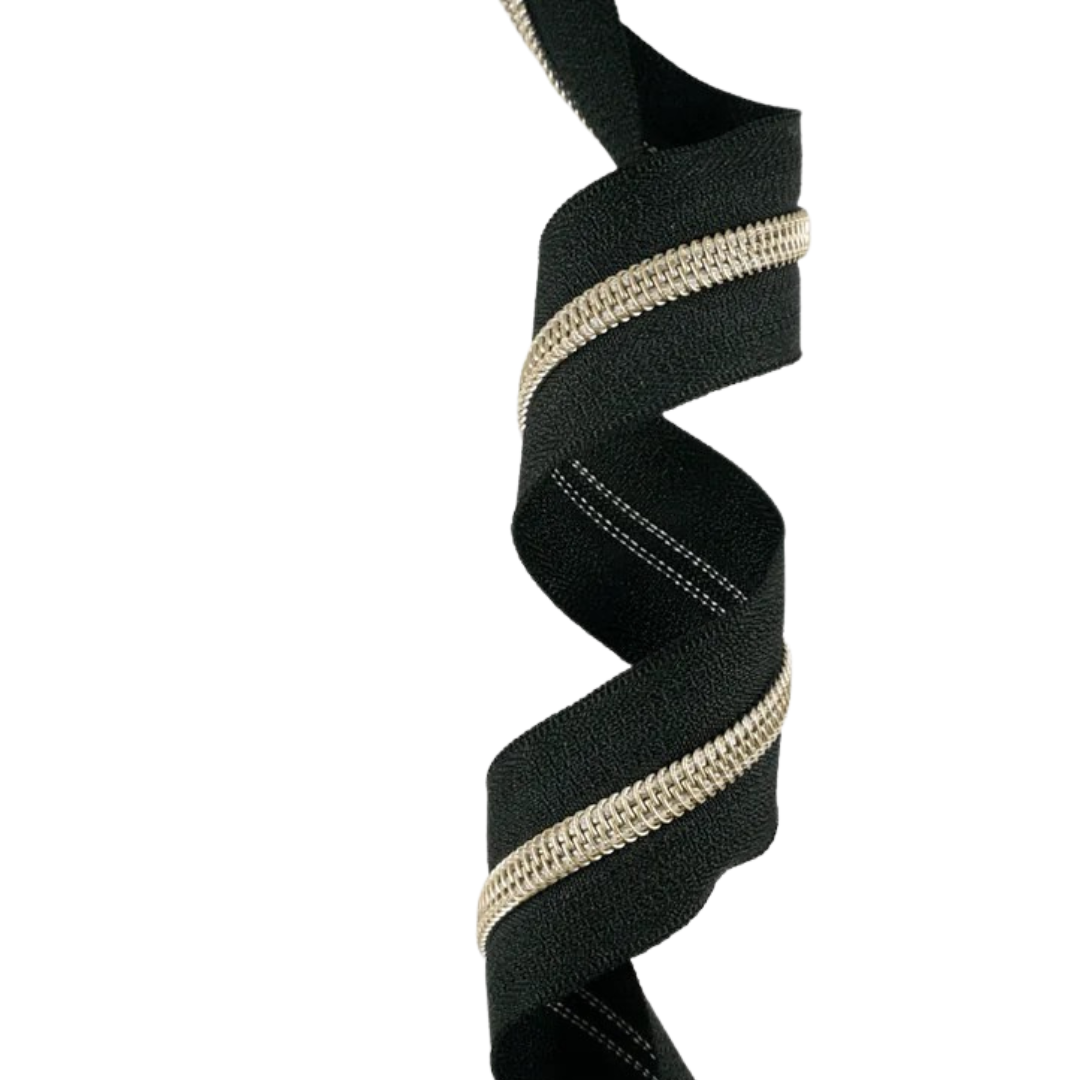 Black Tape with Antique Brass #5 Zipper