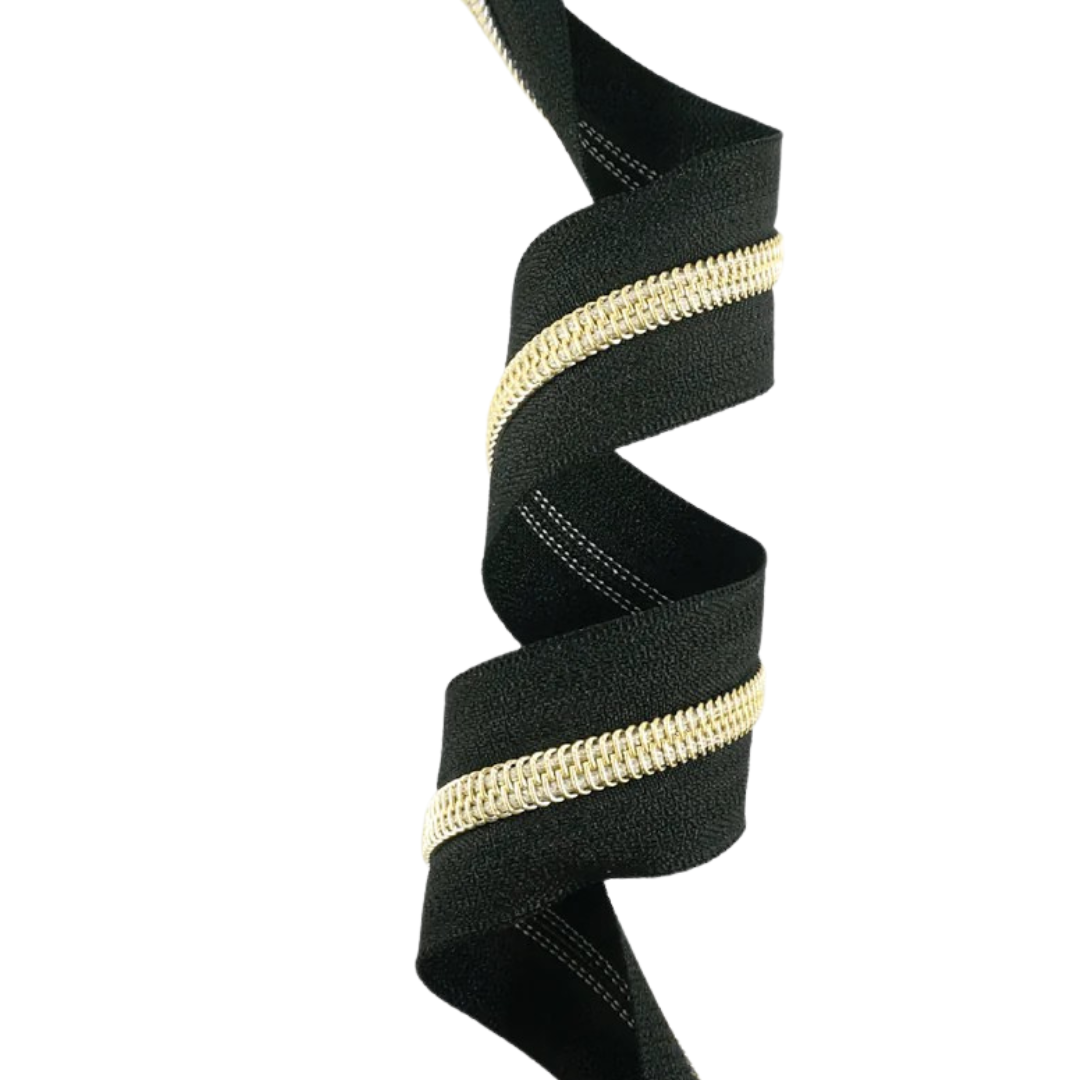 Black Tape with Gold #5 Zipper