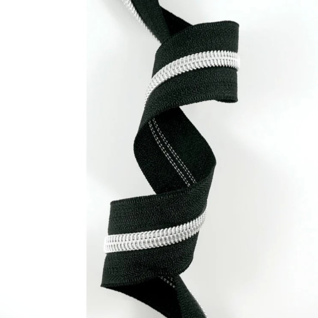 Black Tape with Silver #5 Zipper