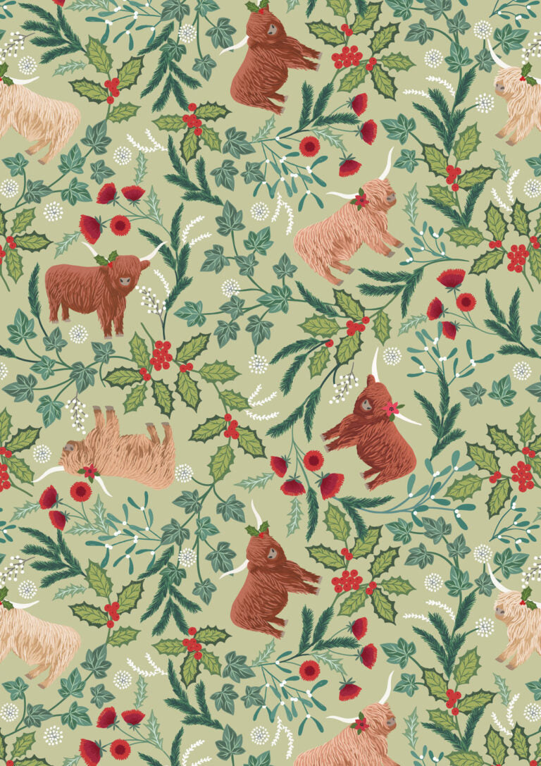 Highlands in Festive Sage from Celtic Christmas by Lewis & Irene