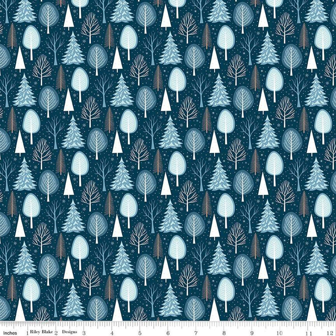 Trees in Navy from Winter Magic by Dani Mogstad from Riley Blake Designs