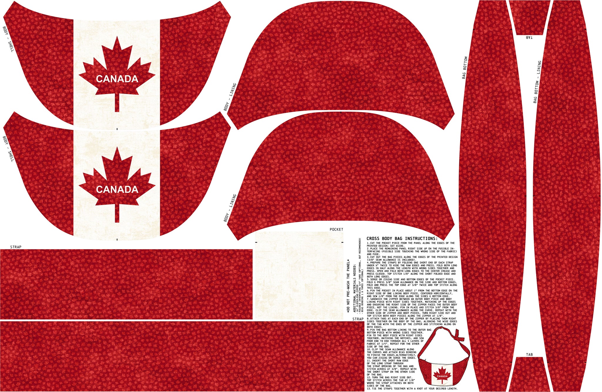 Crossbody Bag || PANEL || from Canadian Classics 3 by Deborah Edwards for Northcott