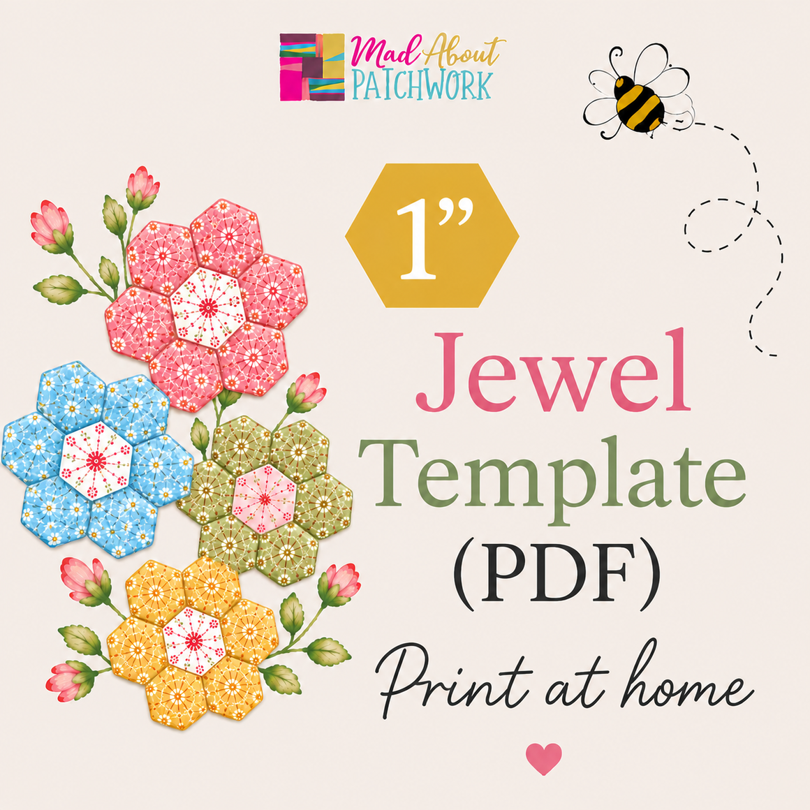 Jewel Papers (1 inch)— Printable Template (Print-at-Home PDF)