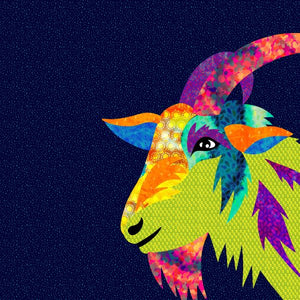 Gretchen the Goat || PANEL || from the Farmyard Collection by Delphine Brooks for Lewis & Irene