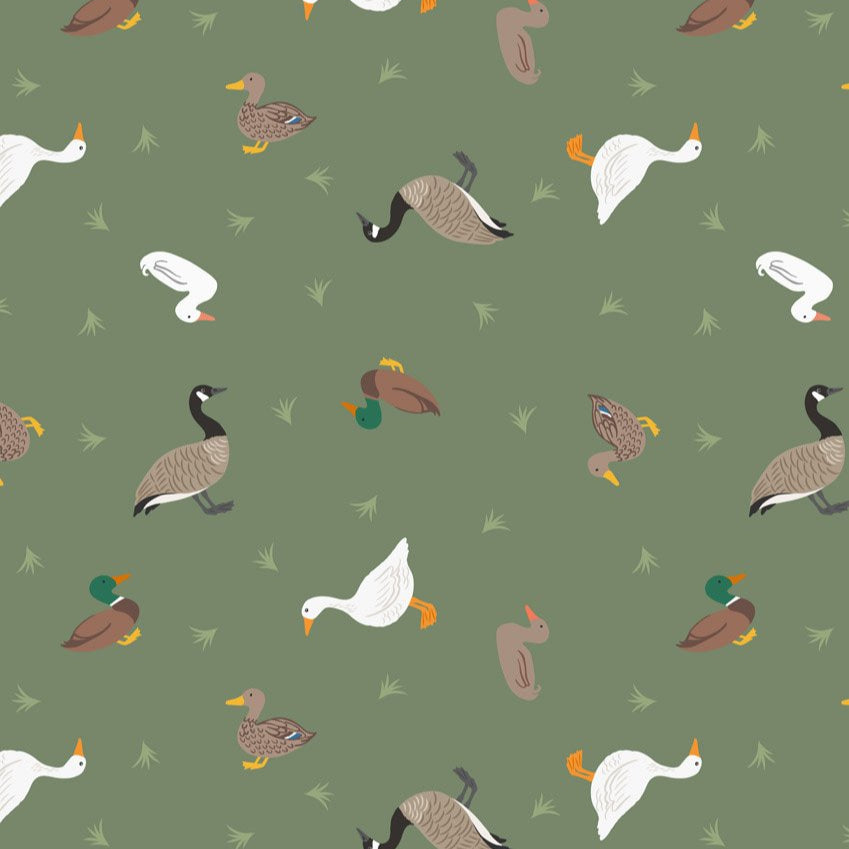 Ducks & Geese in Green from Rivers & Creeks by Lewis & Irene