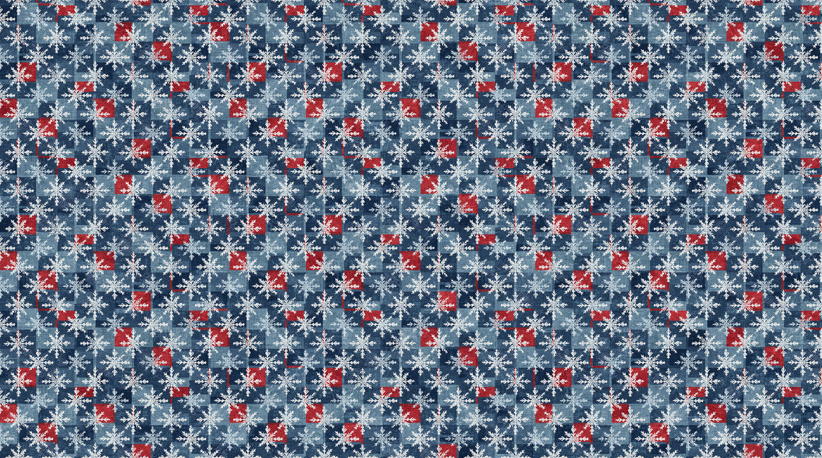 Snowflake Grid in Light Blue Multi from Village Folk by Northcott Studio