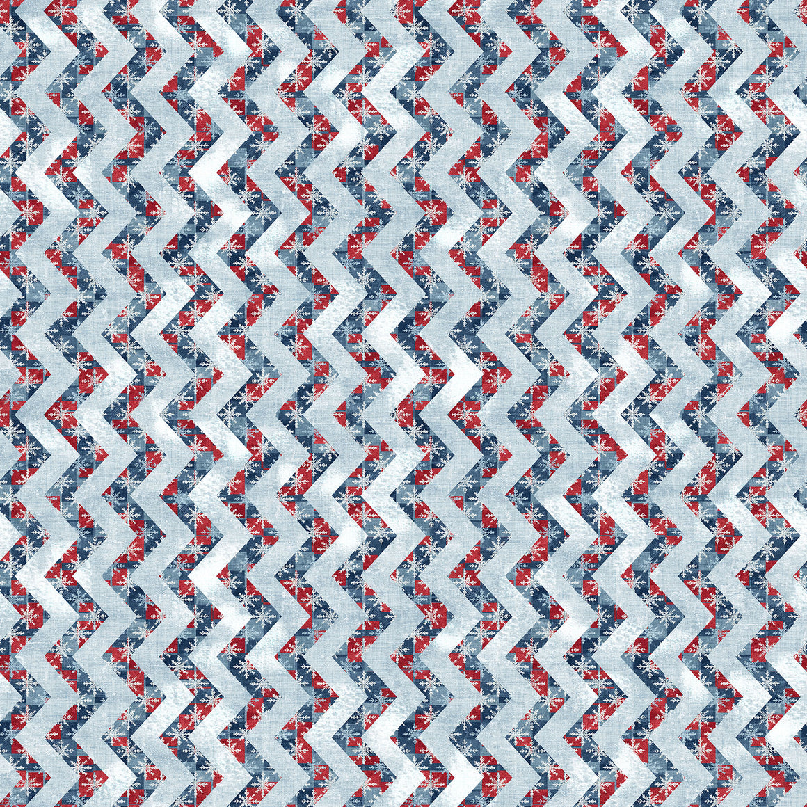 Chevron in Blue Multi from Village Folk by Northcott Studio, Designer Fabric