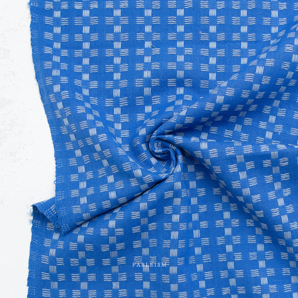Basket Weave in Bright Blue from Fine & Dandy by Fableism Supply Co., Specialty Fabric